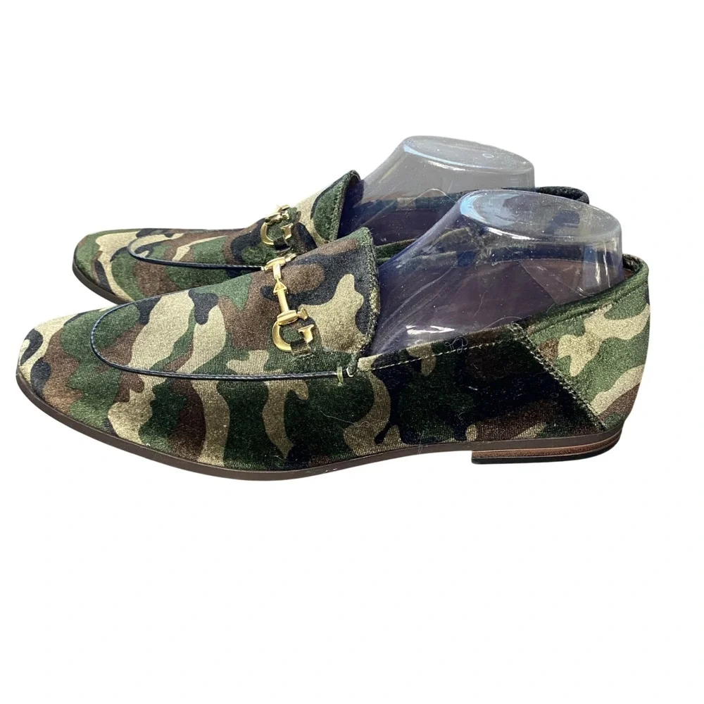 Guess Mens Camouflage Velvet Horsebit Loafer Green Brown Camo‎ Slip On Shoe 10